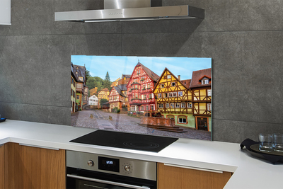 Panel szklany do Kuchni Malownicze Stare Miasto w Bawarii