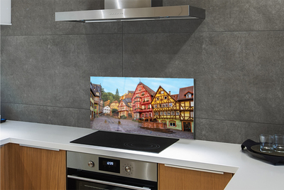 Panel szklany do Kuchni Malownicze Stare Miasto w Bawarii