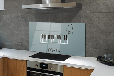 Panel szklany do Kuchni Nuty na Klawiszach Pianina