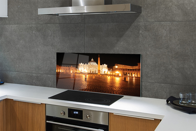 Szkło do Kuchni na Ścianę Plac przed Bazyliką Nocą