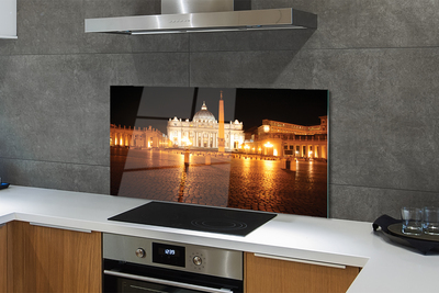 Szkło do Kuchni na Ścianę Plac przed Bazyliką Nocą