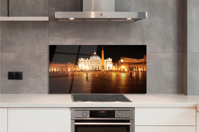 Szkło do Kuchni na Ścianę Plac przed Bazyliką Nocą