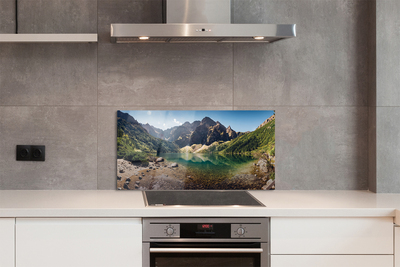 Panel szklany do Kuchni Szczyty Gór nad Lustrem Wody