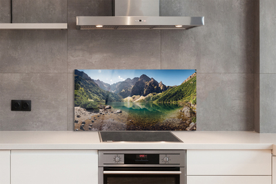 Panel szklany do Kuchni Szczyty Gór nad Lustrem Wody