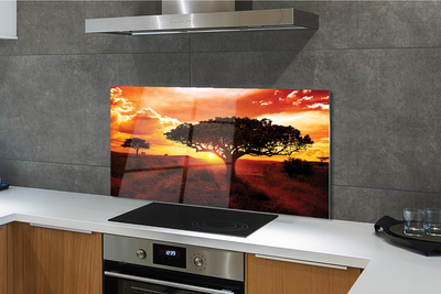 Panel szklany do Kuchni Drzewa pod Wieczornym Niebem