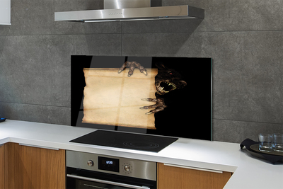 Panel szklany do Kuchni Szkic Mrocznej Postaci na Kartce