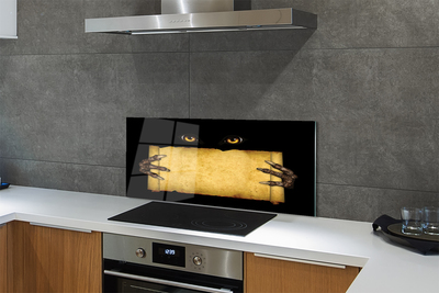 Panel szklany do Kuchni Straszne Oczy i Palce na Papierze