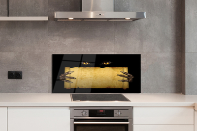 Panel szklany do Kuchni Straszne Oczy i Palce na Papierze