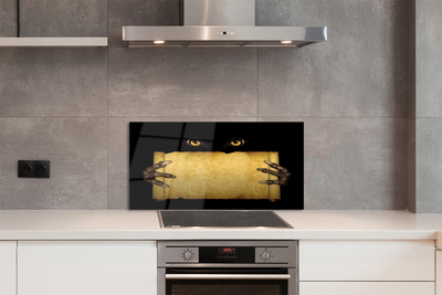 Panel szklany do Kuchni Straszne Oczy i Palce na Papierze