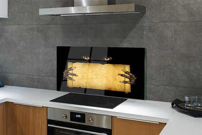 Panel szklany do Kuchni Straszne Oczy i Palce na Papierze