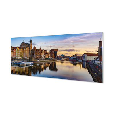 Panel Szklany Gdański Port o Wschodzie Słońca
