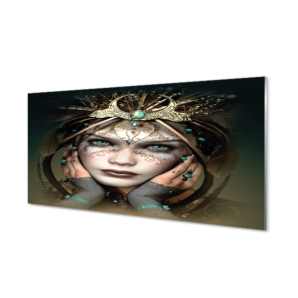 Szklany Panel Portret Kobiety o Błękitnych Oczach