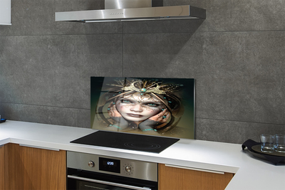 Szklany Panel Portret Kobiety o Błękitnych Oczach