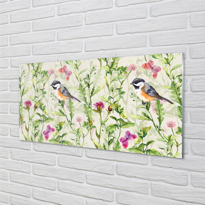 Panel szklany do Kuchni Mały Ptak wśród Letnich Traw