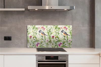 Panel szklany do Kuchni Mały Ptak wśród Letnich Traw