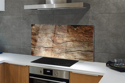 Panel szklany do Kuchni Rysunek Słojów Drewnianych