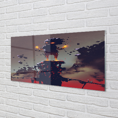 Panel szklany do Kuchni Postać wyłaniająca się z Dymu i Ognia