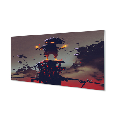 Panel szklany do Kuchni Postać wyłaniająca się z Dymu i Ognia