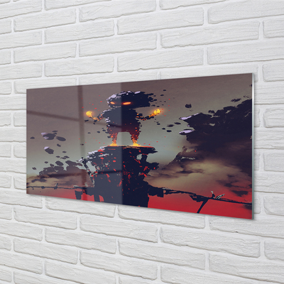 Panel szklany do Kuchni Postać wyłaniająca się z Dymu i Ognia