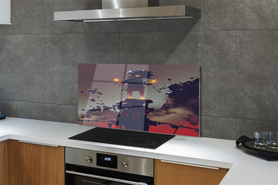 Panel szklany do Kuchni Postać wyłaniająca się z Dymu i Ognia