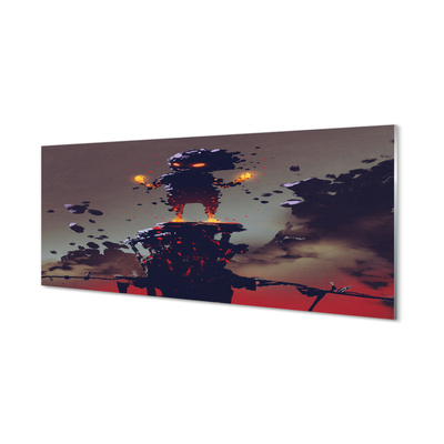 Panel szklany do Kuchni Postać wyłaniająca się z Dymu i Ognia