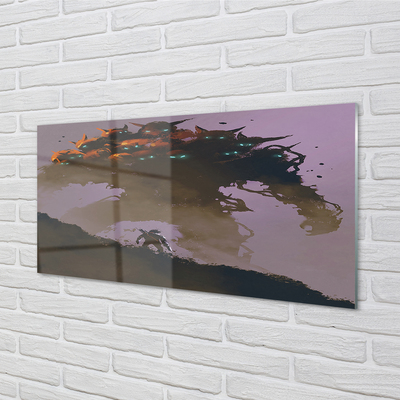 Panel szklany do Kuchni Mroczna Postać o Wielu Głowach