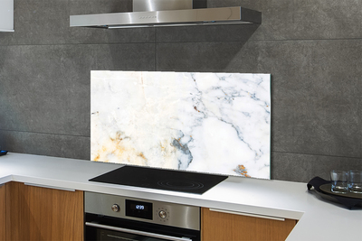Panel szklany do Kuchni Biały Marmur na Ścianę