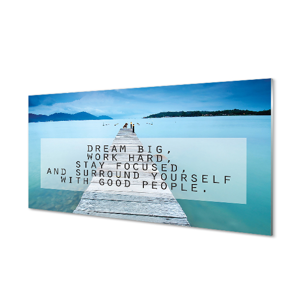 Szklany Panel Morski Napis Panoramiczny