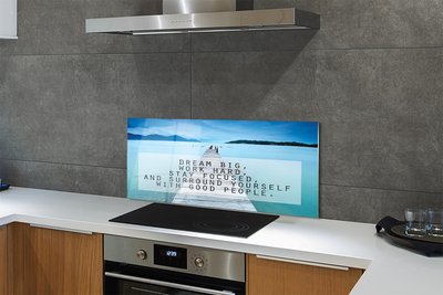 Szklany Panel Morski Napis Panoramiczny