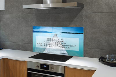 Szklany Panel Morski Napis Panoramiczny