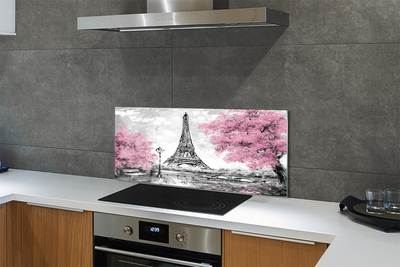 Szklany Panel Wiosna w Paryżu pod Drzewami