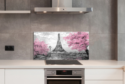 Szklany Panel Wiosna w Paryżu pod Drzewami