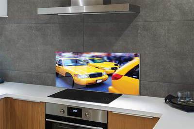 Panel szklany do Kuchni Żółta Taksówka w Mieście