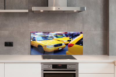 Panel szklany do Kuchni Żółta Taksówka w Mieście