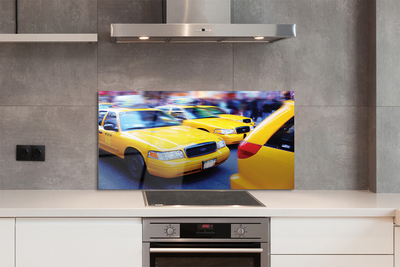 Panel szklany do Kuchni Żółta Taksówka w Mieście