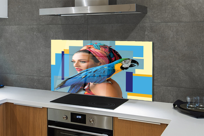 Panel szklany do Kuchni Papuga Ara na Ramieniu