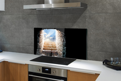 Panel szklany do Kuchni Schody w Blasku Słońca