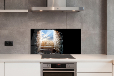 Panel szklany do Kuchni Schody w Blasku Słońca