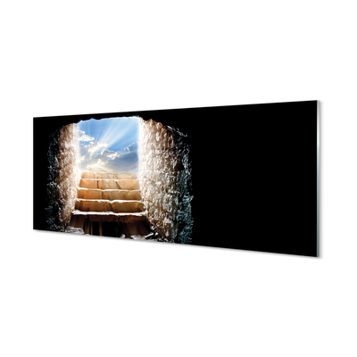 Panel szklany do Kuchni Schody w Blasku Słońca