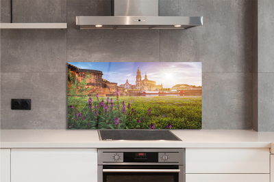 Panel szklany do Kuchni Wschód Słońca nad Niemiecką Rzeką