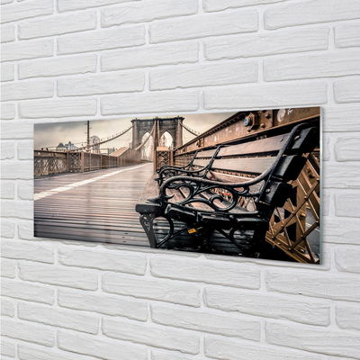 Panel szklany do Kuchni Ławka z Widokiem na Most