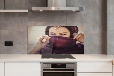 Panel nad Blat Kuchenny Kobieta w Fioletowej Tkaninie