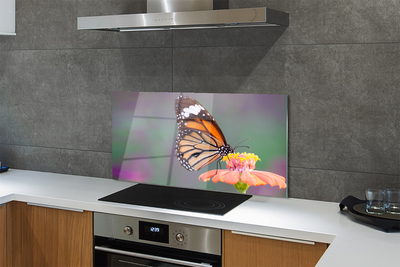 Panel Szklany Detal: Motyl i Kwiat