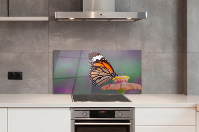 Panel Szklany Detal: Motyl i Kwiat