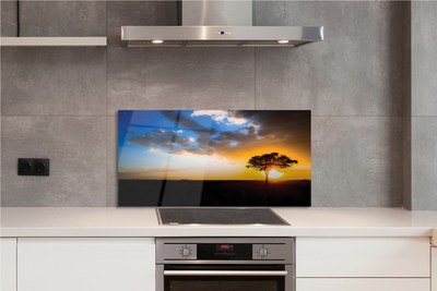 Panel szklany do Kuchni Samotne Drzewo pod Chmurami