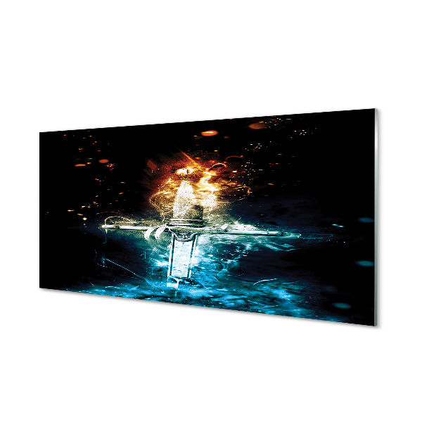 Szklany Panel Magiczny Miecz w Dymie