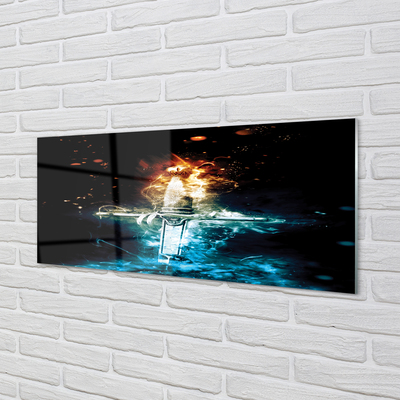 Szklany Panel Magiczny Miecz w Dymie