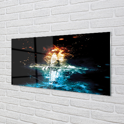 Szklany Panel Magiczny Miecz w Dymie