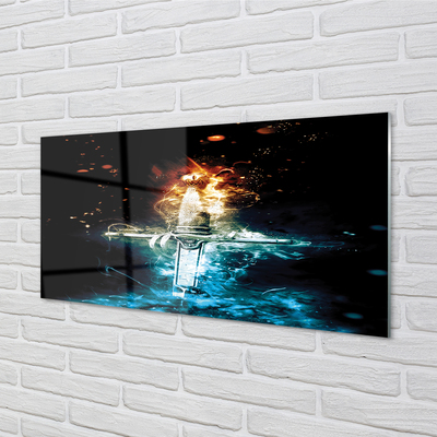 Szklany Panel Magiczny Miecz w Dymie