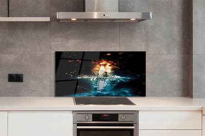 Szklany Panel Magiczny Miecz w Dymie